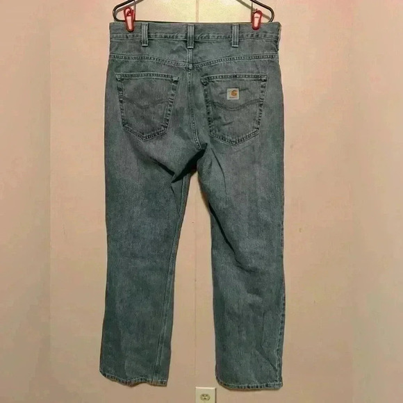 Carhartt Mens Sz 33x32 Loose Fit Straight Leg Utility Work Denim Jeans EUC - Picture 2 of 8